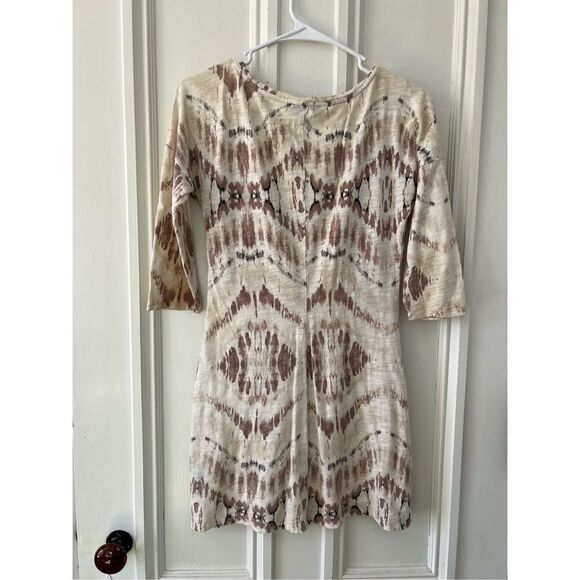Express long sleeve cream beige gray and black t-shirt dress S - Picture 4 of 4
